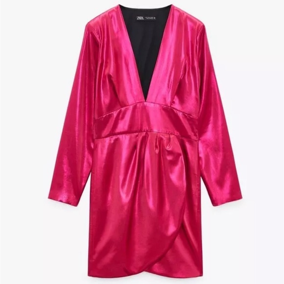 ZARA LAMINATED MINI DRESS FUCHSIA.REF: 9665/757. NWT - Picture 6 of 6